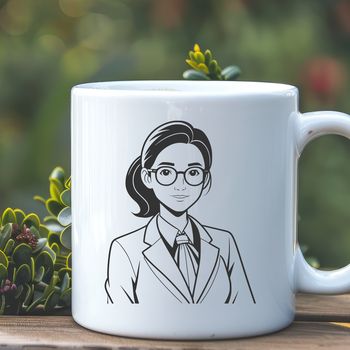 A minimalist illustration of a woman in a professional role, representing the education profession.