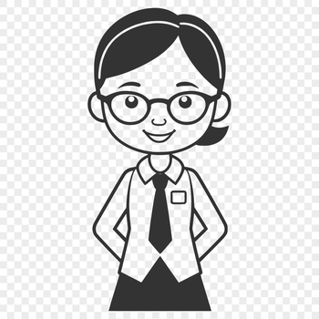 Illustration of a female teacher standing in front of a classroom