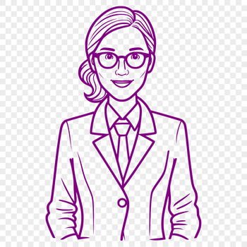 A simple vector illustration of a woman in a professional setting, representing the education profession.
