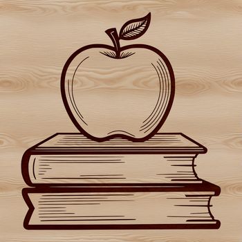 A digital illustration of a book with an apple logo, suitable for educational purposes.
