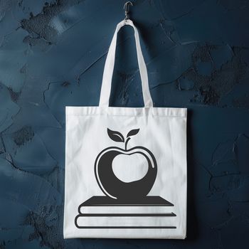 Vector art of a book with an Apple logo, suitable for use in graphic design projects requiring SVG or clipart files.