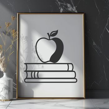 Vector illustration of an open Apple Book on a desk, suitable for educational use.
