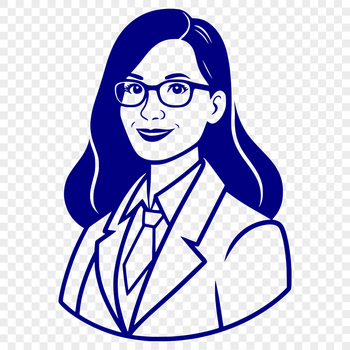 A minimalist illustration of a woman in a teaching profession, conveying a sense of education and learning.