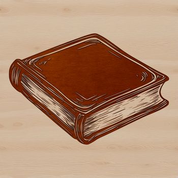 A detailed illustration of a book with pages and cover, suitable for educational or decorative purposes.