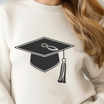 An illustration of a traditional graduation cap, symbolizing educational achievement and academic success.