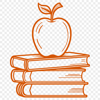 Illustrated vector design of a book with an apple motif, suitable for educational purposes.