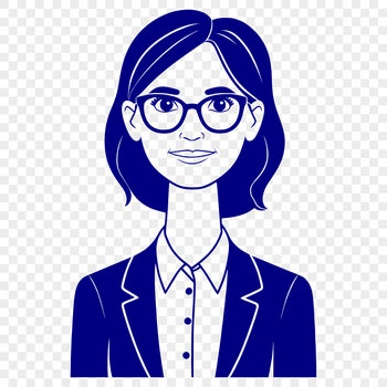 A simple illustration of a female teacher standing in front of a classroom, representing the education profession.