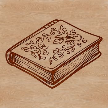 A 2D illustration of a book with cover and pages, designed as vector art.