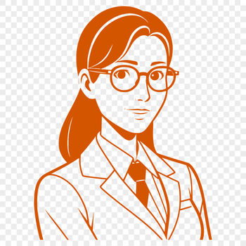 A vector illustration of a woman in a profession of education, represented as a teacher.