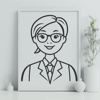 A vector illustration of an adult woman in a teaching profession.