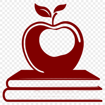 Illustration of a vintage-style apple book with educational notes and decorations, suitable for teaching purposes.