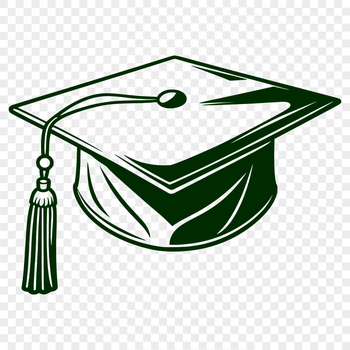 A traditional graduation cap design used as vector art for education projects.