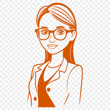 A female figure depicted in a professional setting, embodying the role of education.