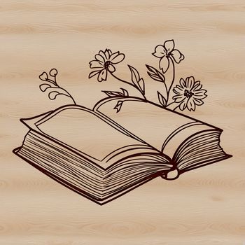 Illustrative vector graphics of an open book with pages, suitable for educational or design purposes.