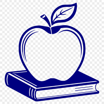 An open book icon featuring an apple design, symbolizing education and learning.