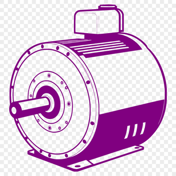 A diagram of an electric motor with detailed vector graphics.