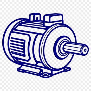 A detailed illustration of an electric motor featuring moving parts and components.