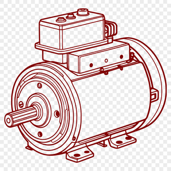 A detailed illustration of an electric motor, suitable for digital cutting machines like Cricut or laser cutters.