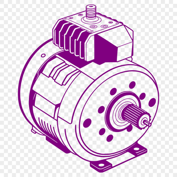 Vector illustration of an electric motor with detailed components.