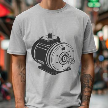 A detailed diagram of a motor, suitable for vector art and cutting machine designs.