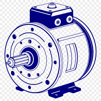 Illustrated diagram of a mechanical motor with moving parts and components