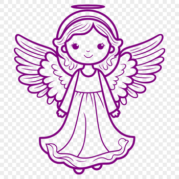A stylized illustration of a winged angel in a vector format.