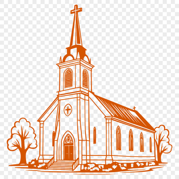 An SVG vector graphic of a classic Christian place of worship with clean lines and minimal details.