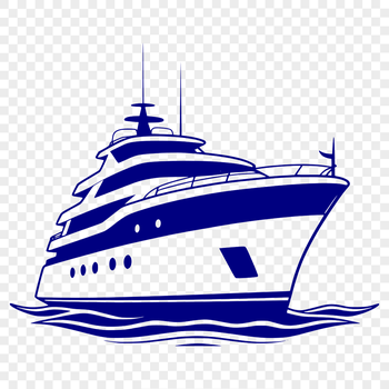 A simple illustration of a boat with a sleek design.