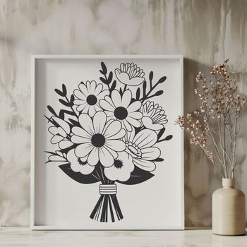 A bouquet of colorful flowers in various shapes and sizes.