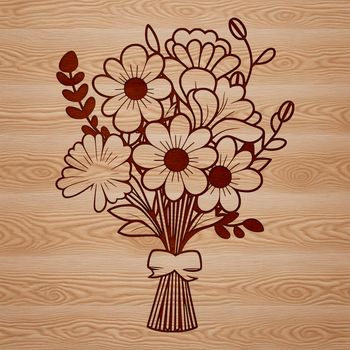 A hand-tied bouquet of colorful flowers in various shapes and sizes.