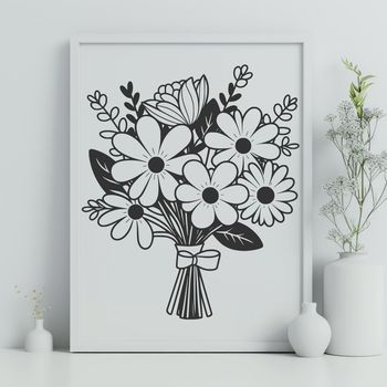 A bouquet of flowers in a decorative arrangement, suitable for various occasions including weddings and Mothers Day.