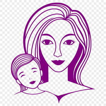 A simple illustration of a mother figure in a casual pose.