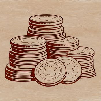 A collection of stackable coins in various denominations, created as a vector graphic.