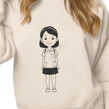 Young girl character designed as a vector graphic.