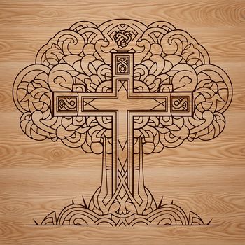 Ornate cross symbol with religious significance, suitable for vector art designs.