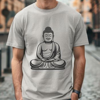 A Buddhist figure in a meditative pose rendered as a high-resolution vector graphic.