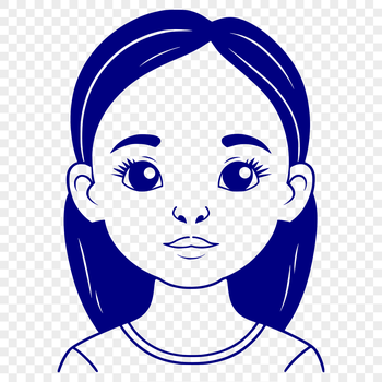 An illustration of a young girl in various colors.