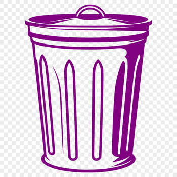 A simple design of a trash can with a lid and handle, suitable for vector art projects.