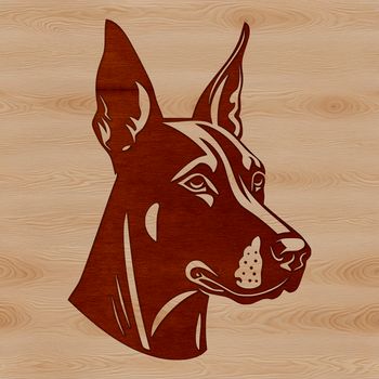 A high-quality SVG illustration of a Doberman Pinscher's head with detailed features.
