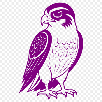 A vector illustration of a falcon in flight with sharp features.