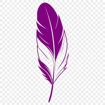 A simple vector illustration of a single white bird's feather with clean lines and basic shape.
