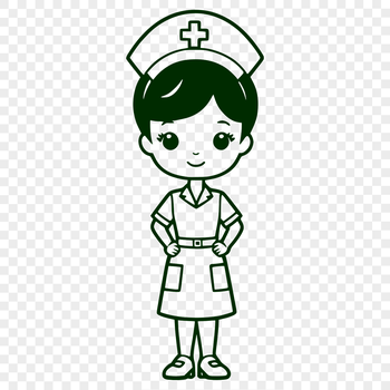 A female figure in nursing attire, designed as vector art for digital and print applications.