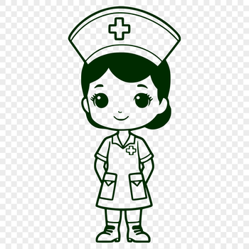 Female nurse in professional attire, suitable for use as vector art or clipart in various design applications.