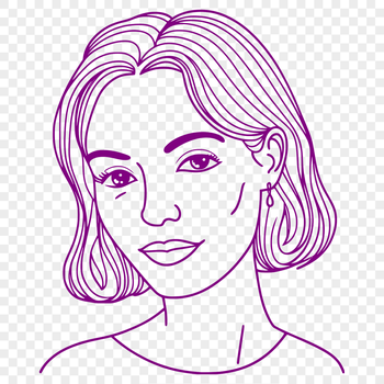 A digital illustration of a woman in a traditional style suitable for vector art and cutting machine stencils.