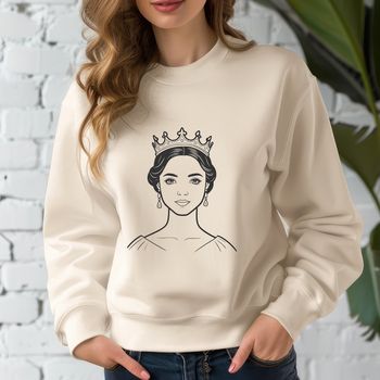 A young female royal character in a medieval-inspired setting, suitable for digital design and craft projects.