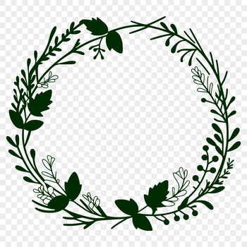 An SVG clip art illustration of a symmetrical floral wreath suitable for various digital uses.