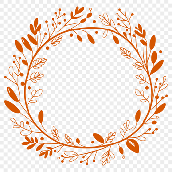 A decorative floral wreath made up of intricate leaves and flowers, designed as a vector image.