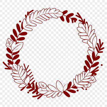A floral design vector illustration of a circular wreath with various leaves and flowers.