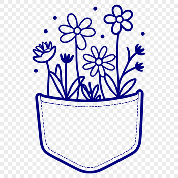 Vector illustration of a floral flower pocket design, suitable for cutting machines and digital editing software.
