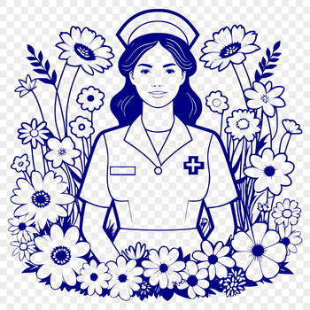 A female nurse with a professional demeanor, suitable for vector graphics design.